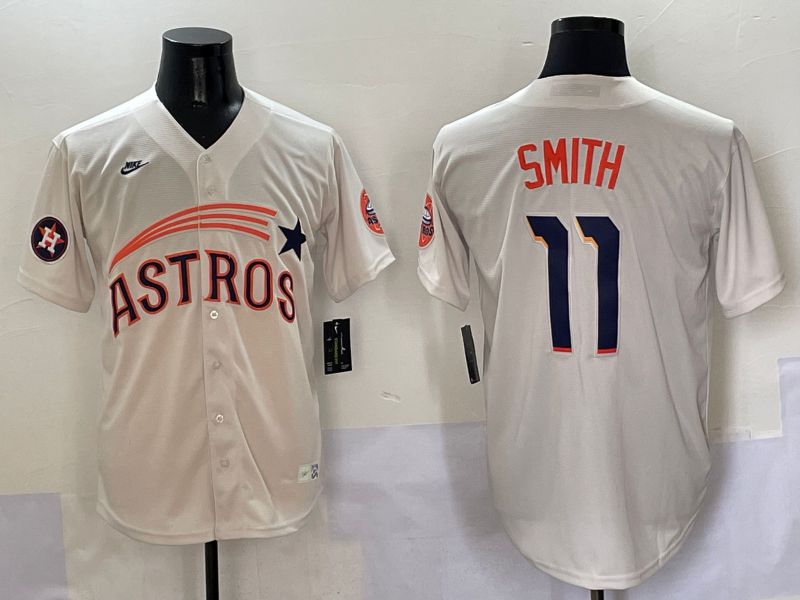 Men Houston Astros #11 Smith Cream Five generations Joint Name 2025 Nike MLB Jersey style 9->houston astros->MLB Jersey